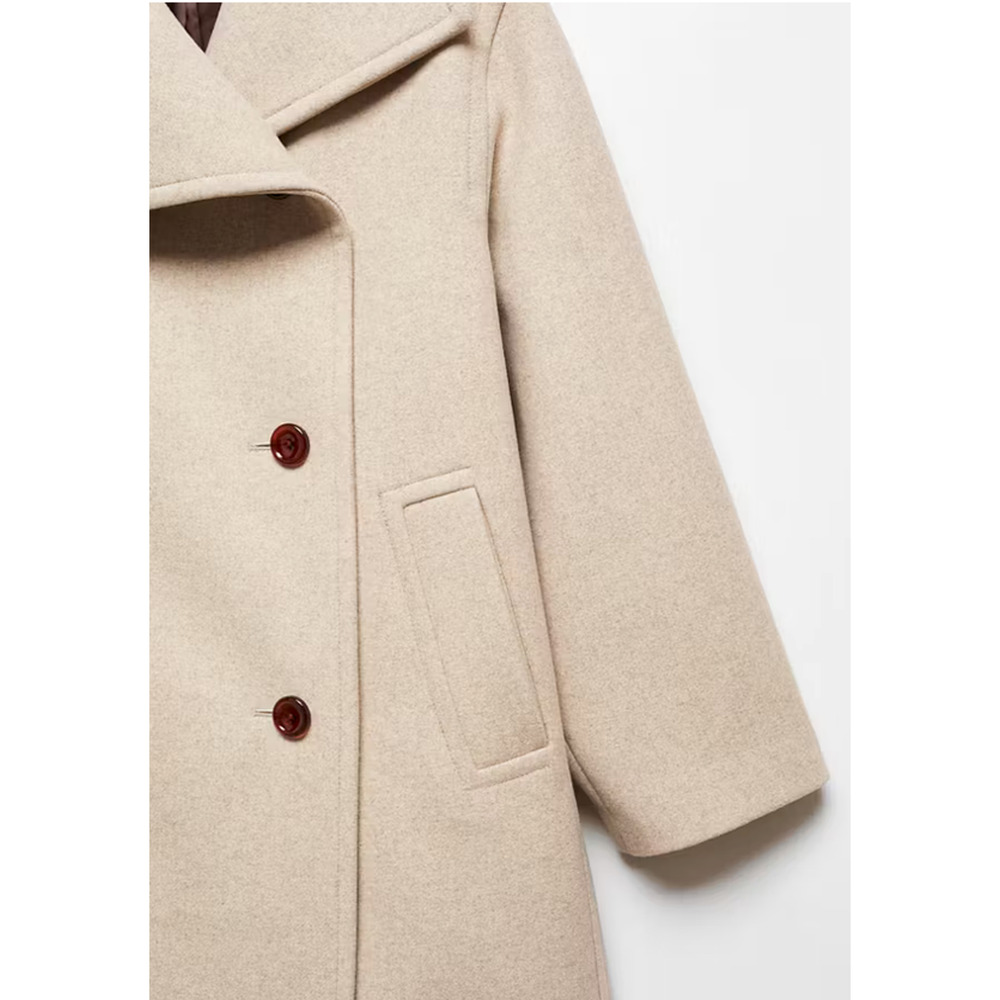 NWT MANGO MNG BEIGE CONGUITO WIDE MAXI LAPEL OVERSIZED WOOL BLEND COAT SZ M - Picture 5 of 16